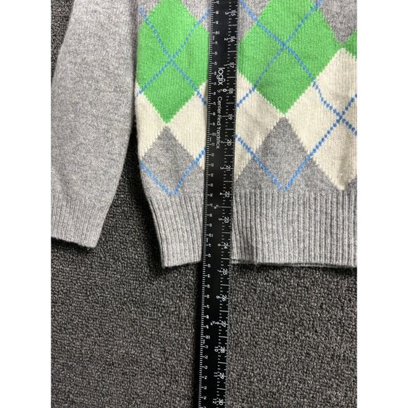 GAP Women's Retro Argyle Wool Blend V-Neck Knit Sweater Womens Sz S Petite Gray - Picture 6 of 7